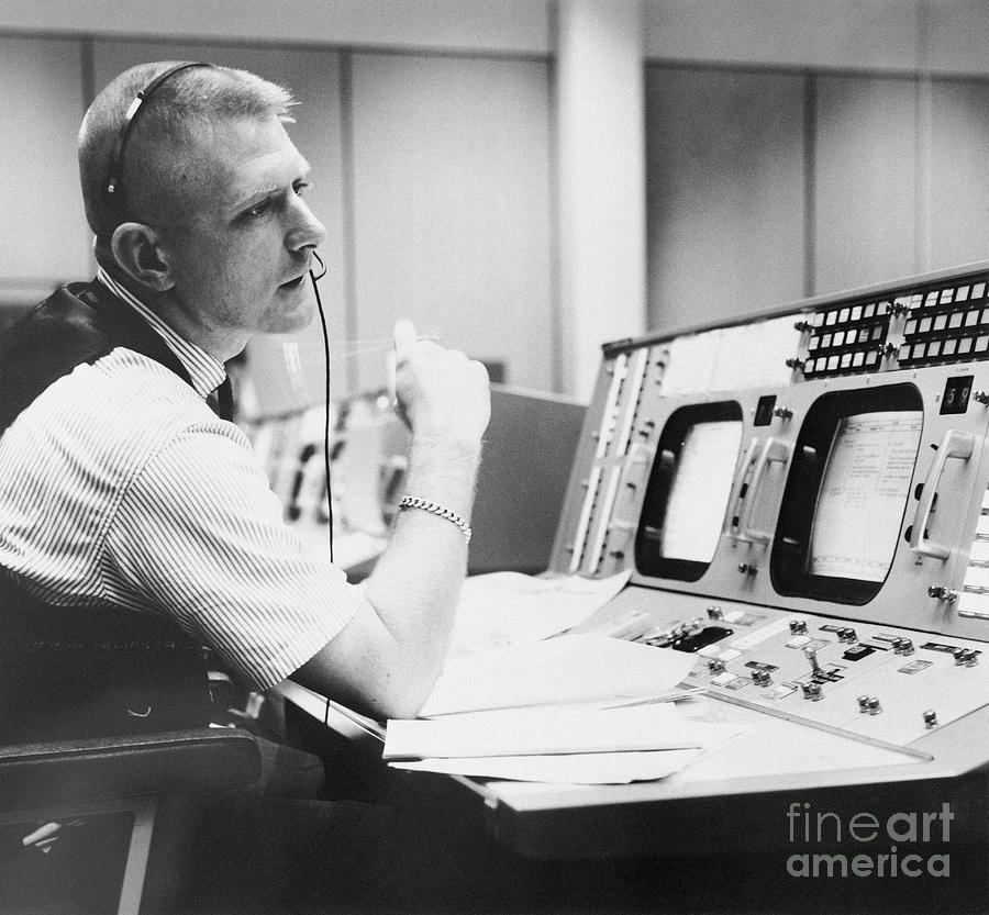 Eugene Krantz Sitting At Control Board Photograph by Bettmann