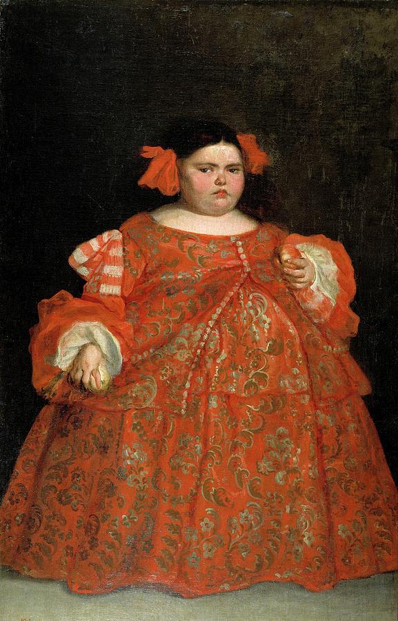 Eugenia Martinez Vallejo, The Monster, dressed., ca. 1680, Spanish S... Painting by Juan Carreno de Miranda -1614-1685-