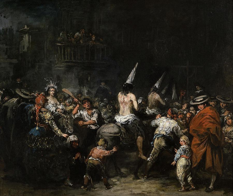 Eugenio Lucas Velazquez / Condemned by the Inquisition, Middle 19th century, Spanish School. Painting by Eugenio Lucas Velazquez -1817-1870-