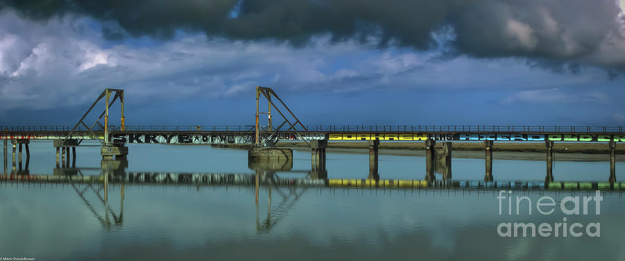 Bridge Photograph - Eureka Slough Bridge Panorama by Mitch Shindelbower