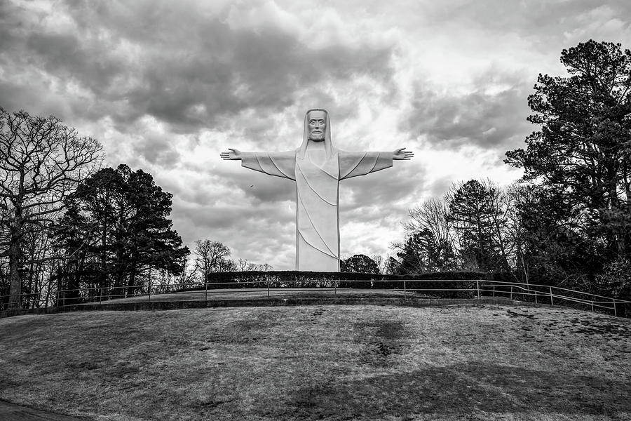 Eureka Springs Arkansas Christ Of The Ozarks - Monochrome Photograph