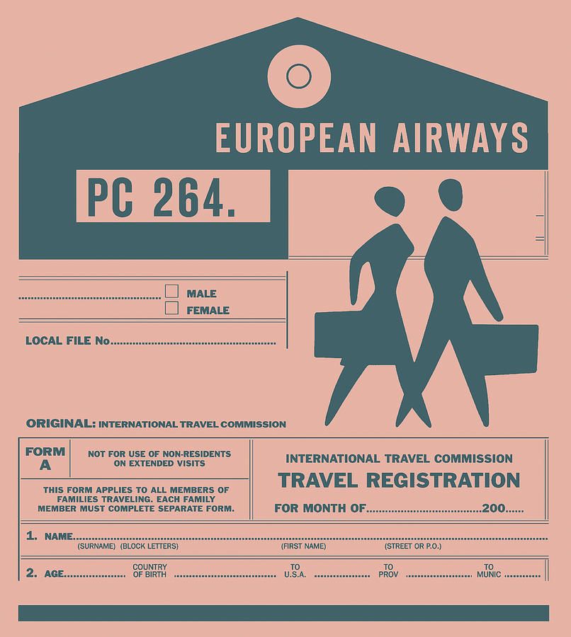 Vintage Drawing - European Airways by CSA Images
