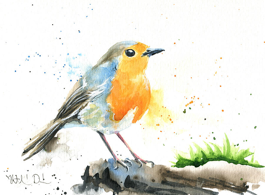 European Robin Painting by Dora Hathazi Mendes