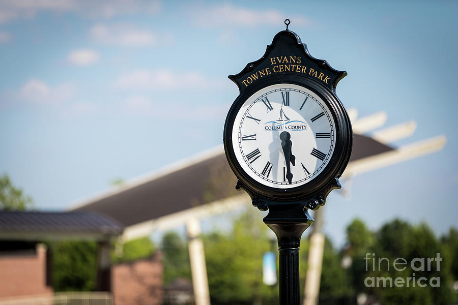 Evans Towne Center Park Clock - Evans GA Photograph by Sanjeev Singhal