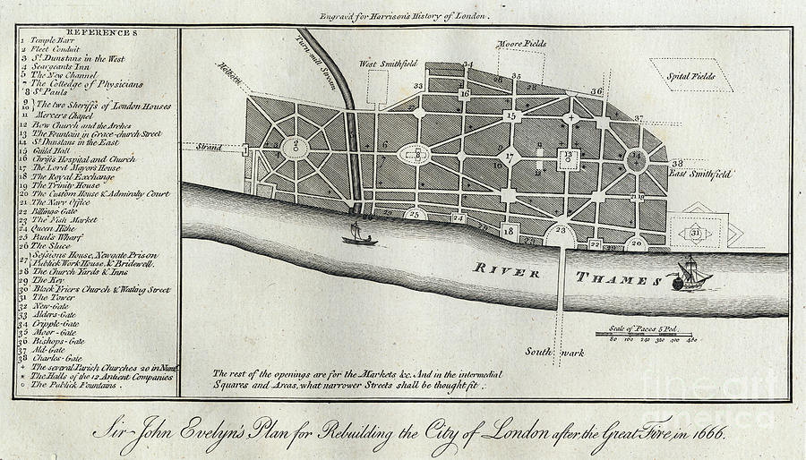 Evelyn S Plan For Rebuilding London After 1666 Great Fire By Alvin   Evelyns Plan For Rebuilding London After 1666 Great Fire Alvinscience Photo Library 