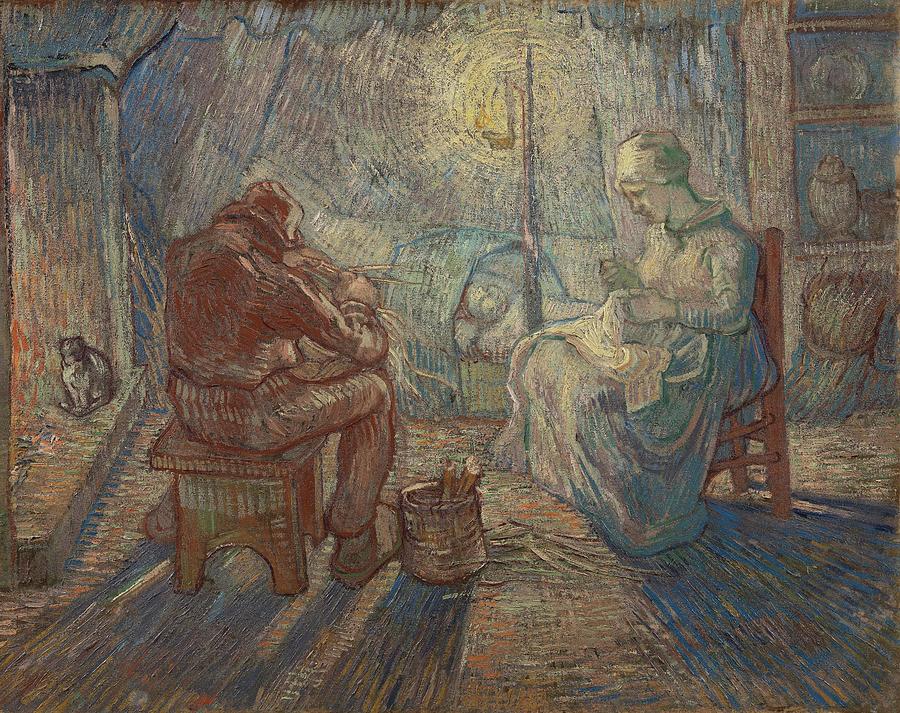 Evening -after Millet-. Painting by Vincent van Gogh -1853-1890-