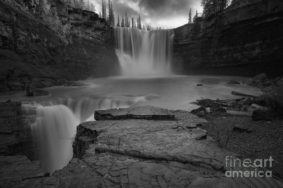 Evening At Crescent Falls Black And White Photograph by Adam Jewell