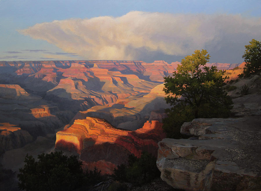 Grand Canyon National Park Painting - Evening at Hopi Point by John Cogan