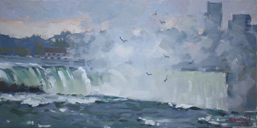 Evening at the Falls Painting by Ylli Haruni