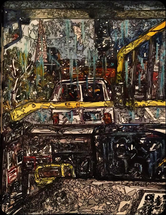 Evening Bus Ride 3 Mixed Media by Angela Weddle