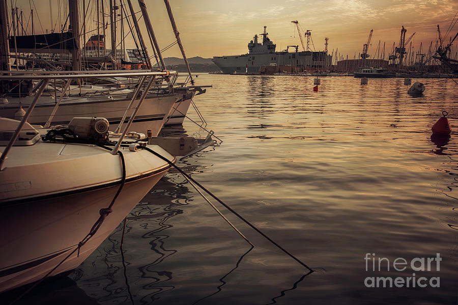 evening harbor  in Toulon, France Photograph by Ariadna De Raadt