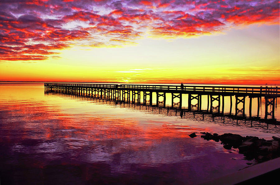 Pier Photograph - Sunset With a Blaze of Glory by Ola Allen