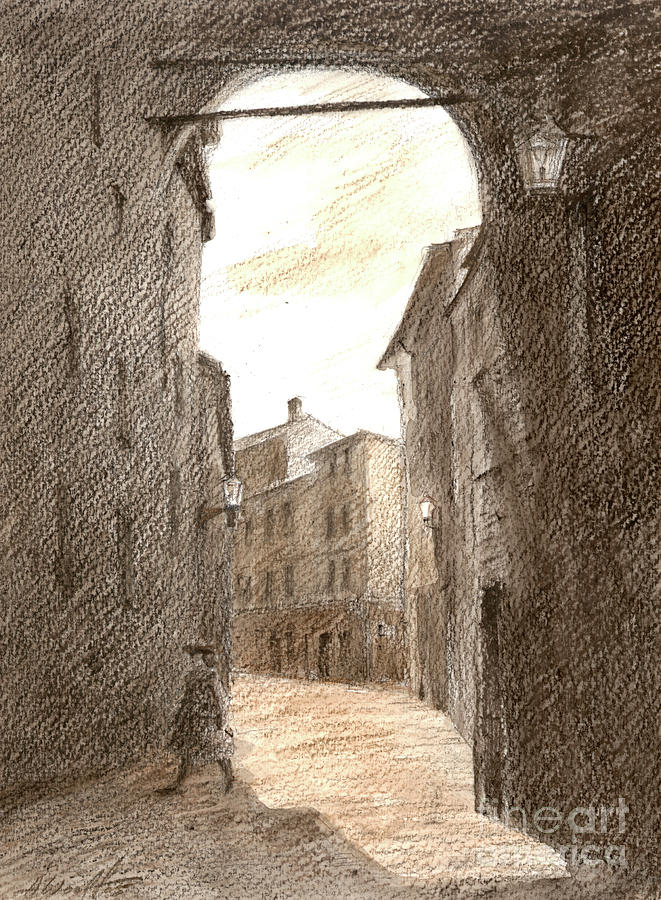 Italy Drawing - Evening in Siena, Italy by Anatol Woolf
