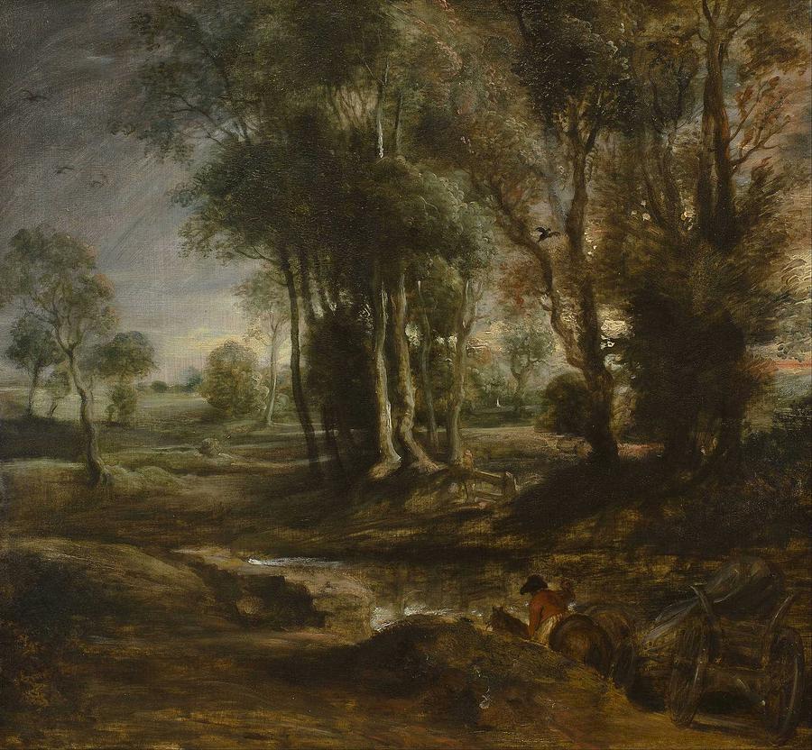 Nature Painting - Evening Landscape With Timber Wagon Peter Paul Rubens by Celestial Images