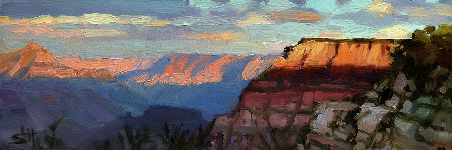 Southwest Painting - Evening Light at the Grand Canyon by Steve Henderson