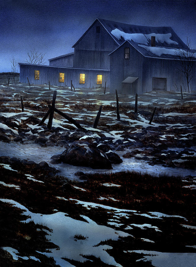 Winter Painting - Evening Mist by John Morrow