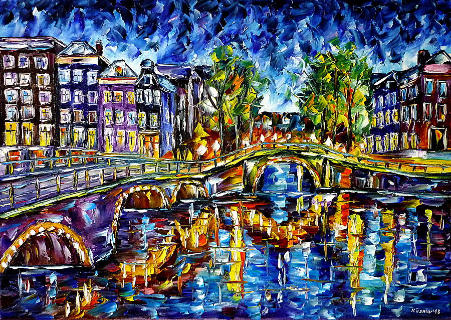 Evening Mood In Amsterdam Painting by Mirek Kuzniar