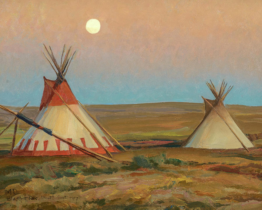 Native American Painting - Evening on the Blackfeet Reservation, 1917 by Maynard Dixon