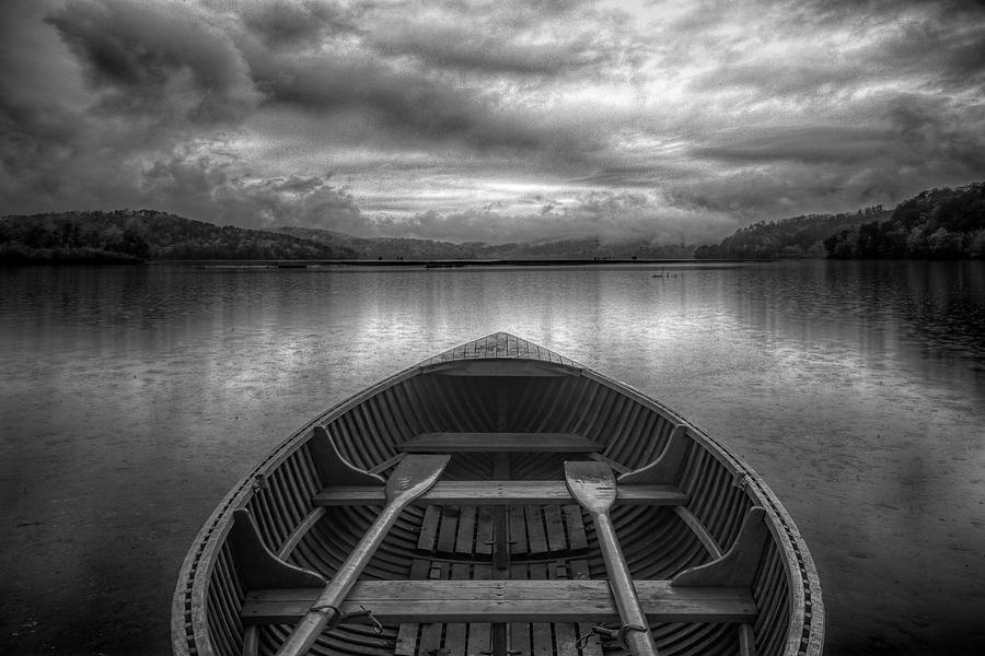 Evening Rowboat in Black and White Photograph by Debra and Dave Vanderlaan