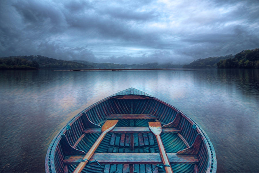 Evening Rowboat Painting Photograph by Debra and Dave Vanderlaan