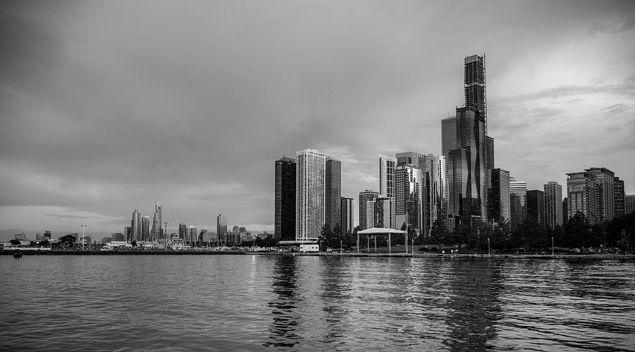 Evening Skyline In Black and White Photograph by Greg and Chrystal Mimbs
