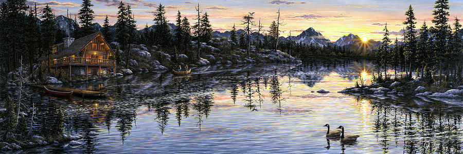 At Sundown Painting - Evening Sunset by Jeff Tift