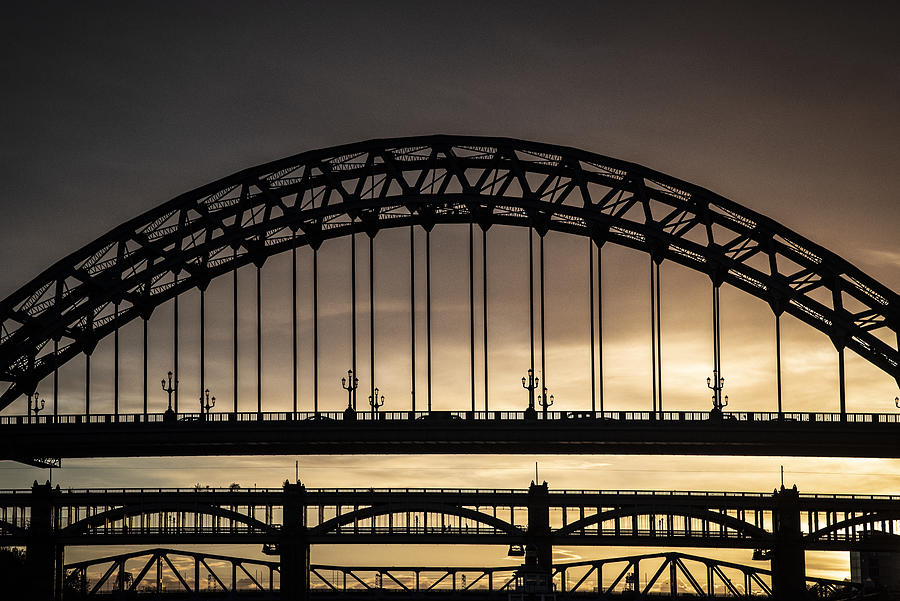 Bridge Photograph - Evening, Tyne Bridges by Linda Wride