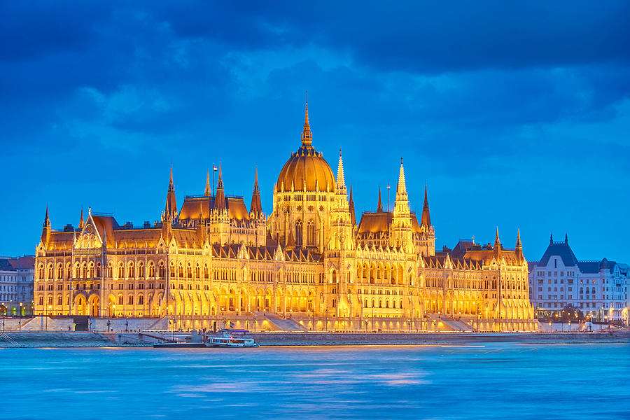 Architecture Photograph - Evening View At Hungarian Parliament by Jan Wlodarczyk