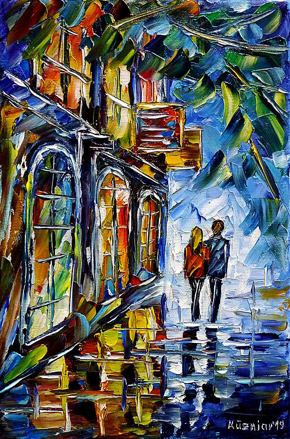 Evening Walk Painting by Mirek Kuzniar