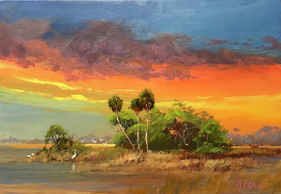 Everglades Sunset Painting by Karim Gebahi - Pixels