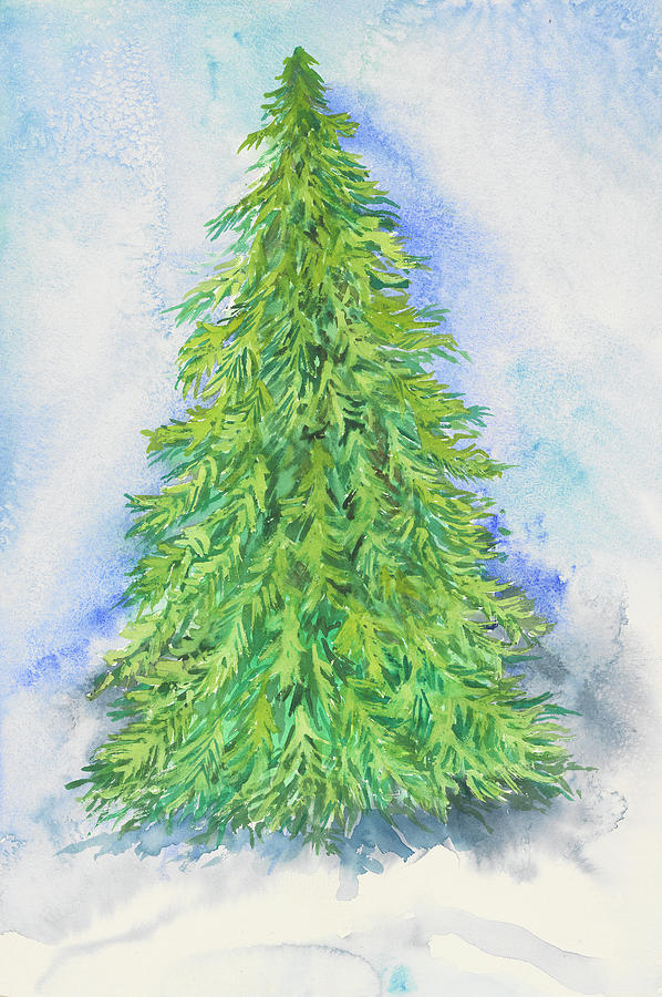 Evergreen Tree Painting by Joanne Porter
