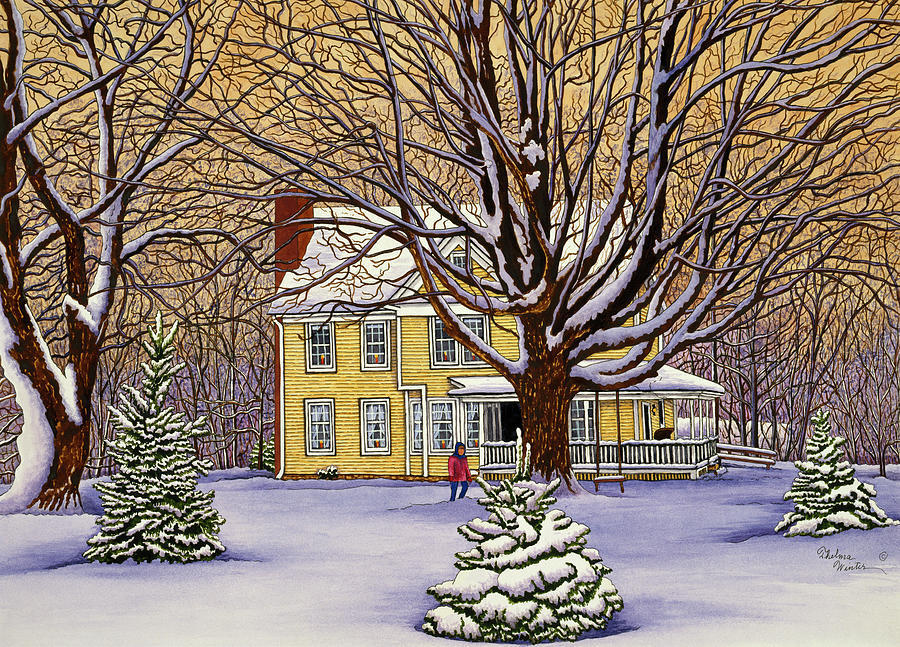 Evergreen Winter Painting by Thelma Winter