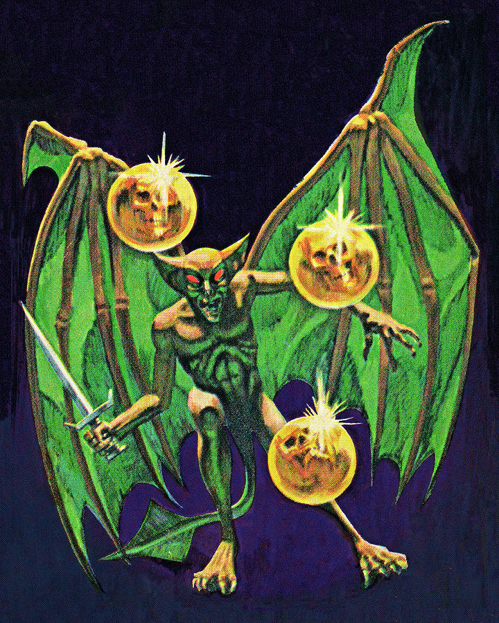 Vintage Drawing - Evil Bat Creature by CSA Images