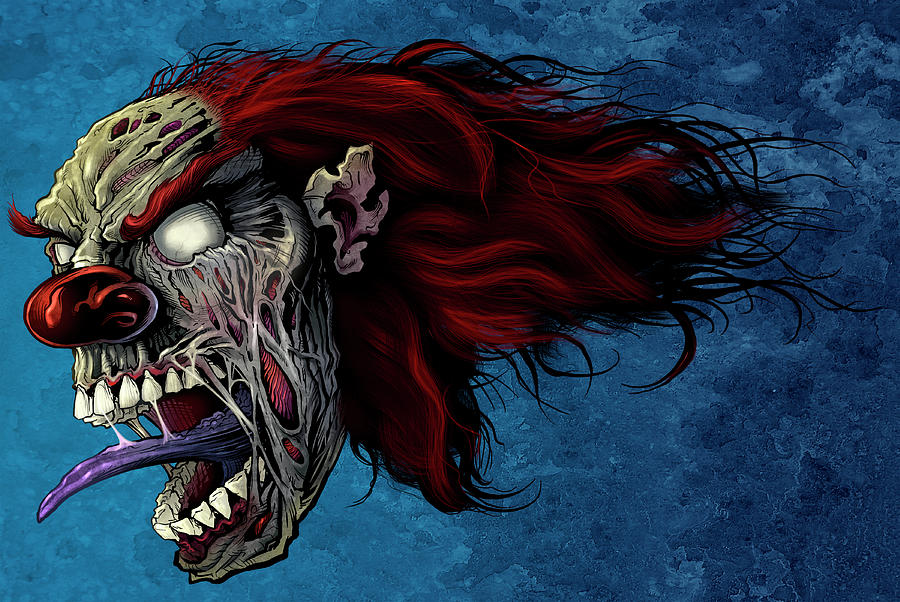 Comics Digital Art - Evil Clown 2 by Flyland Designs