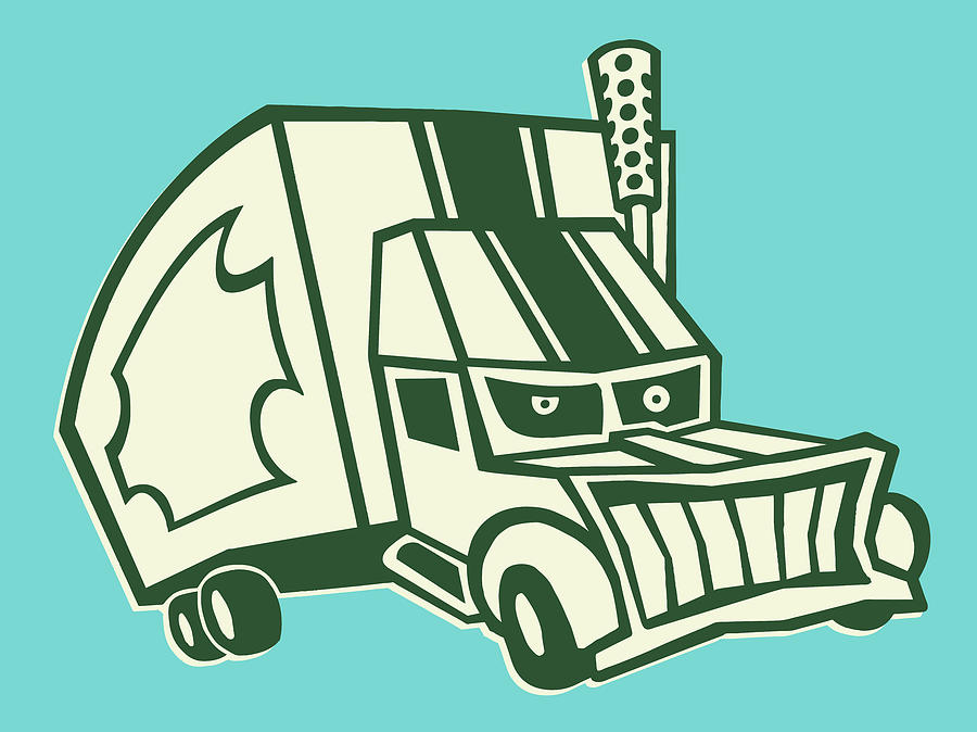 Transportation Drawing - Evil Semi Truck by CSA Images
