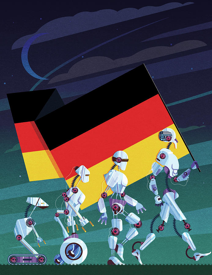 Evolution Of Robots Carrying German Flag Photograph by Ikon Images