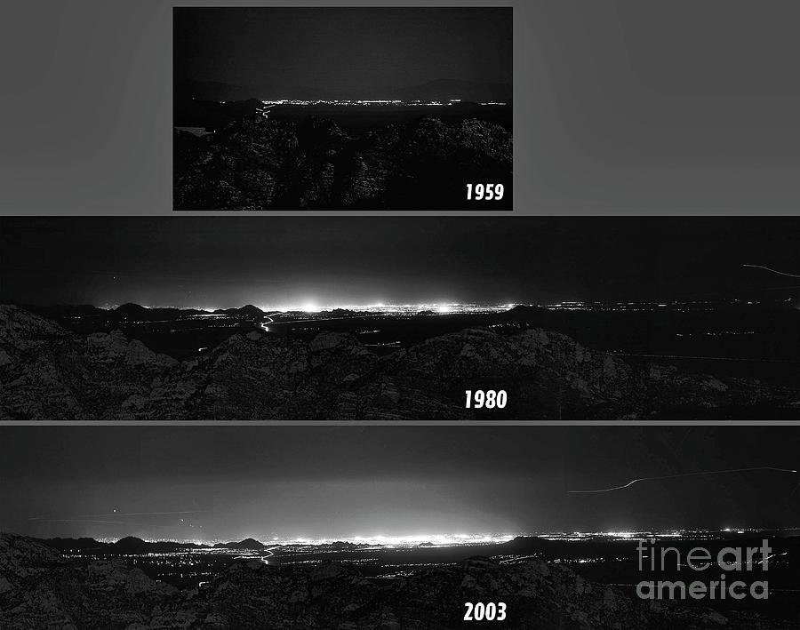 Evolution Of Tucson City Lights Photograph by Bill Schoening, J.c.golson, Mark Hanna And Noao/aura/nsf/science Photo Library