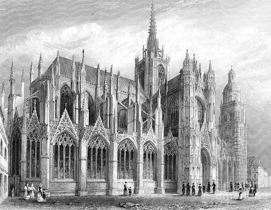 Evreux Cathedral, Evreux, France Drawing by Print Collector