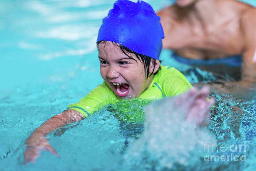Excited Boy In Swimming Pool Photograph by Microgen Images/science Photo Library