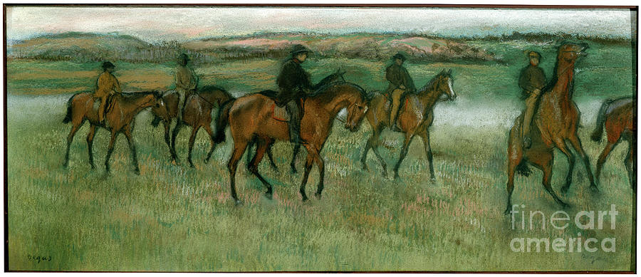 Exercising Racehorses, C1880. Artist Drawing by Heritage Images