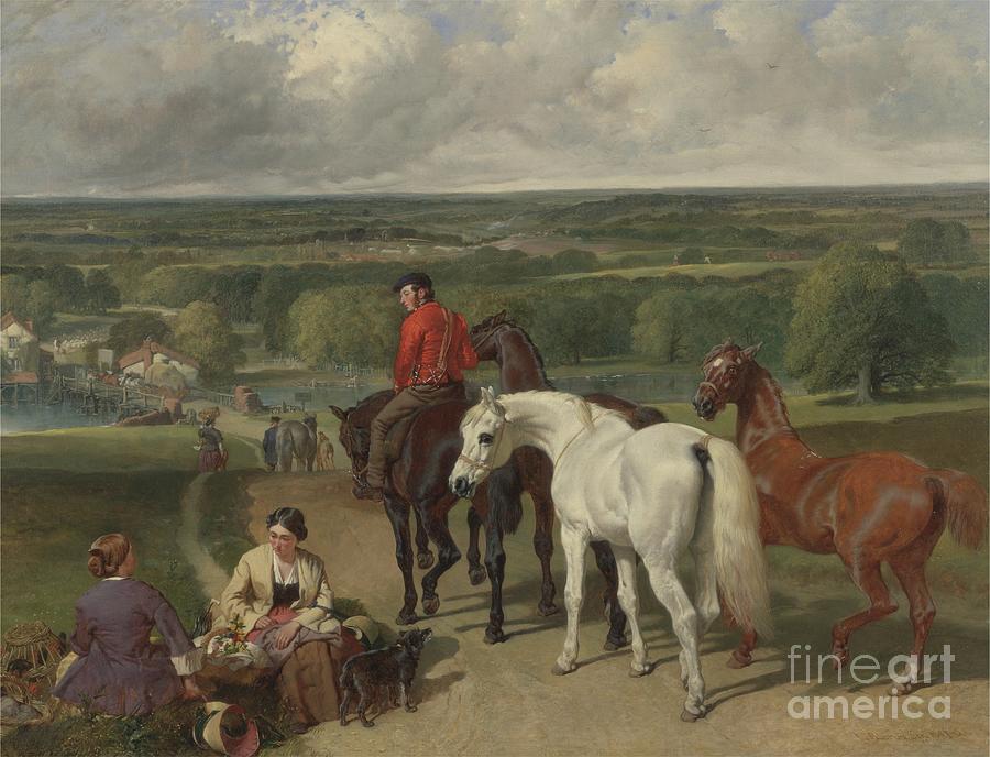 Exercising The Royal Horses, 1847-55 Painting by John Frederick Herring Snr