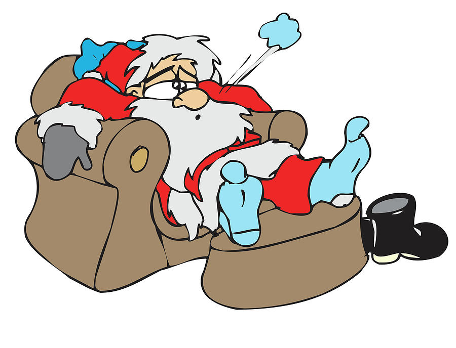 Winter Digital Art - Exhausted Santa by Long Shot