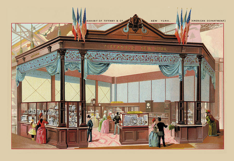 Exhibit of Tiffany and Co. at the Paris Exhibition, 1889 Painting by Unknown