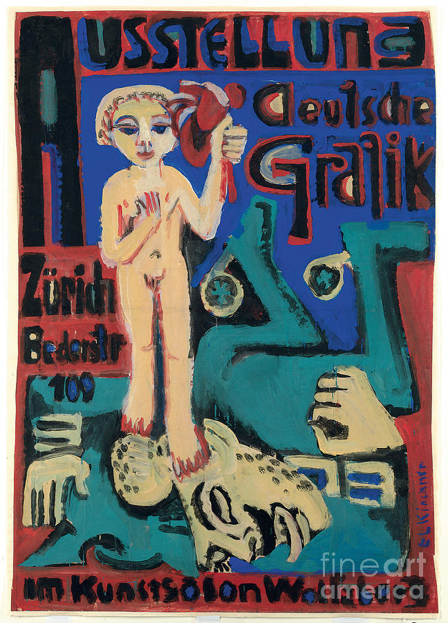 Exhibition Of German Graphics At The Kunstsalon Wolfsberg; Ausstellung Deutsche Grafik Im Kunstsalon Wolfsberg, C.1921-1923 Painting by Ernst Ludwig Kirchner