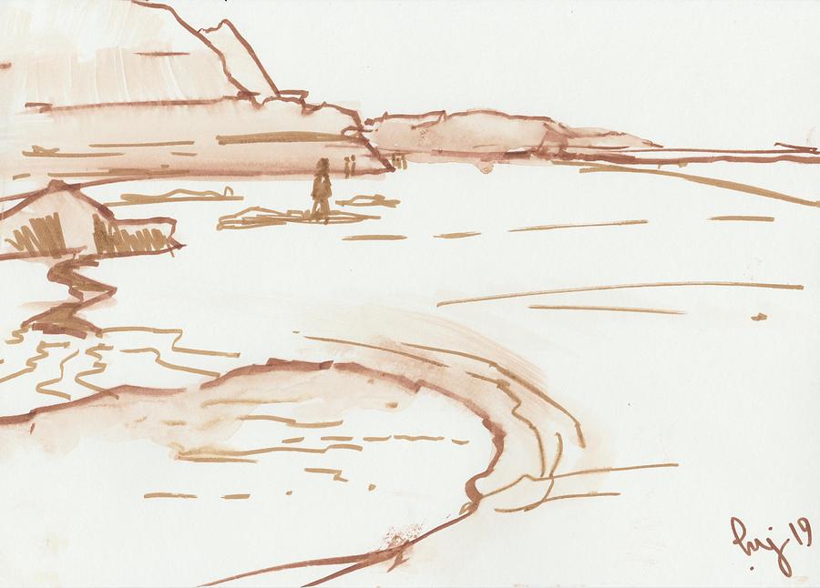 Exmouth beach watercolour sketch by Mike Jory Exmouth beach watercolour sketch by Mike Jory