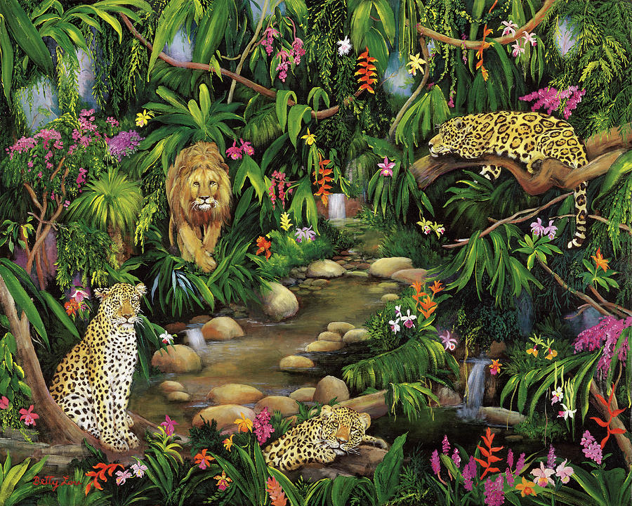 Jungle Painting - Exotic Jungle by Betty Lou