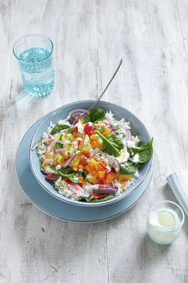 Exotic Rice Salad With Vegetables And Pineapple On Plate Photograph by Oliver Stockfood Studios / Brachat