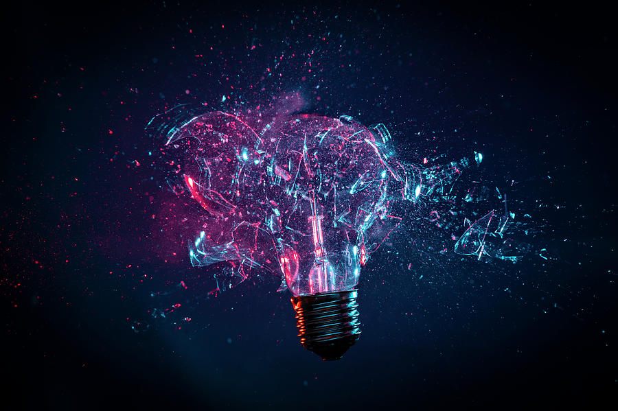 Explosion Of Light Bulb Photograph by Boffi -