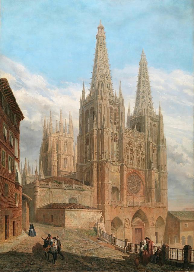 Exterior of Burgos Cathedral. 1859. Oil on canvas. Painting by Francisco Javier Parcerisa Y Boada