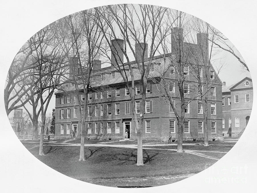 Exterior Of Early Massachusetts Hall By Bettmann